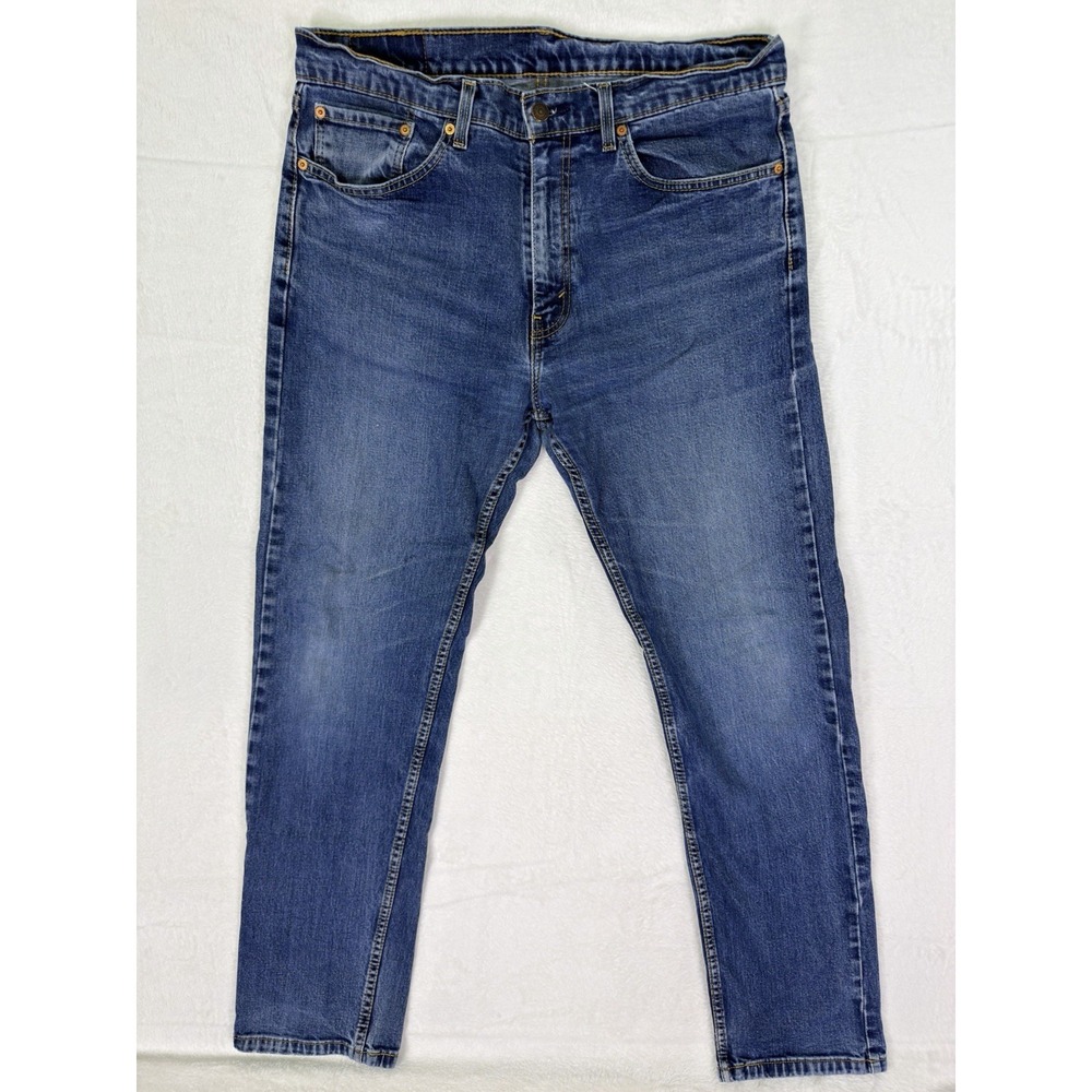Levis 505 Jeans Mens 36x34 Blue Straight Medium Wash Denim‎ Mid Rise Stretch